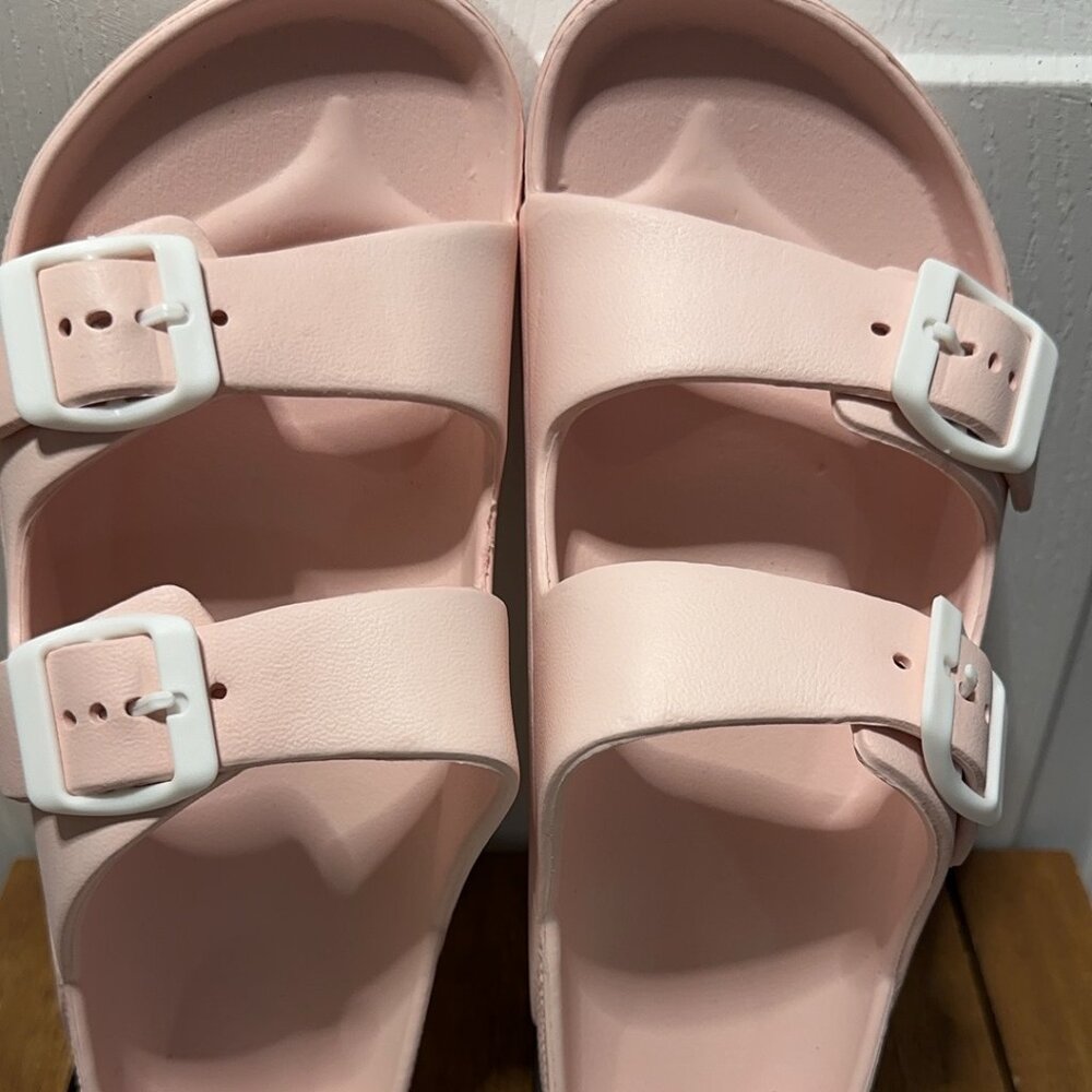 Women's Comfort Slides Double Buckle Adjustable Plastics Flat Sandals(#9) - Picture 2 of 7